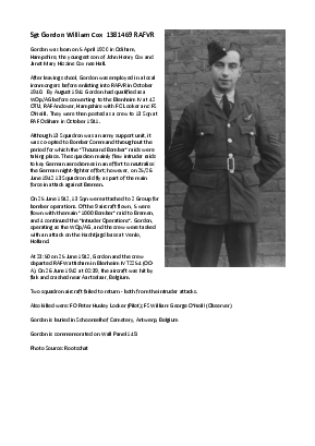 A preview of a PDF biography for Cox, Gordon William